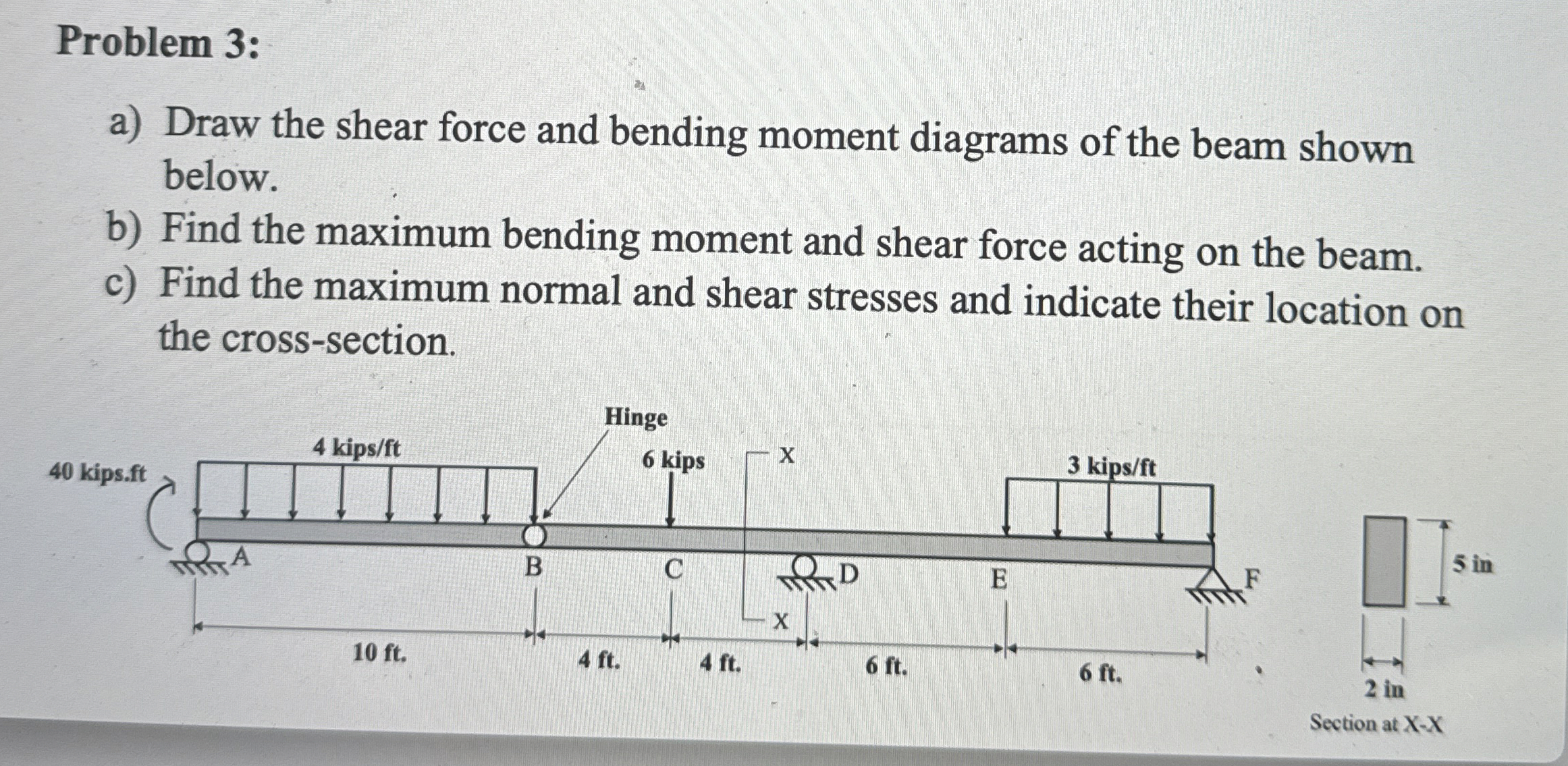 Problem 3 : a ) Draw the shear force and bending