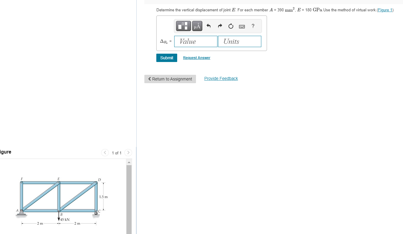 Determine the vertical displacement of joint E .