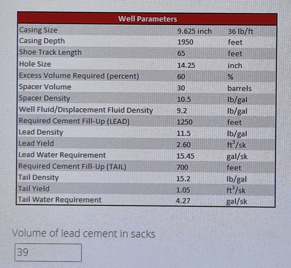 Casing SizeCasing DepthShoe Track LengthHole