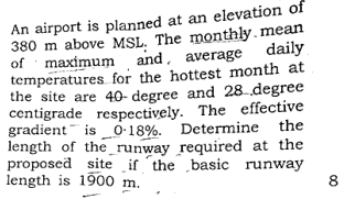 An airport is planned at an elevation of 3 8 0 m