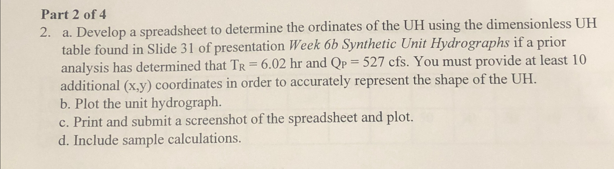 Part 2 of 4 2 . a . Develop a spreadsheet to