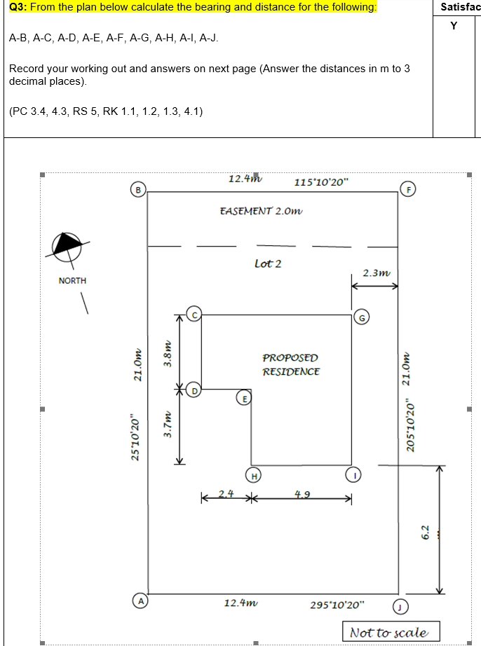 Q 3 : From the plan below calculate the bearing