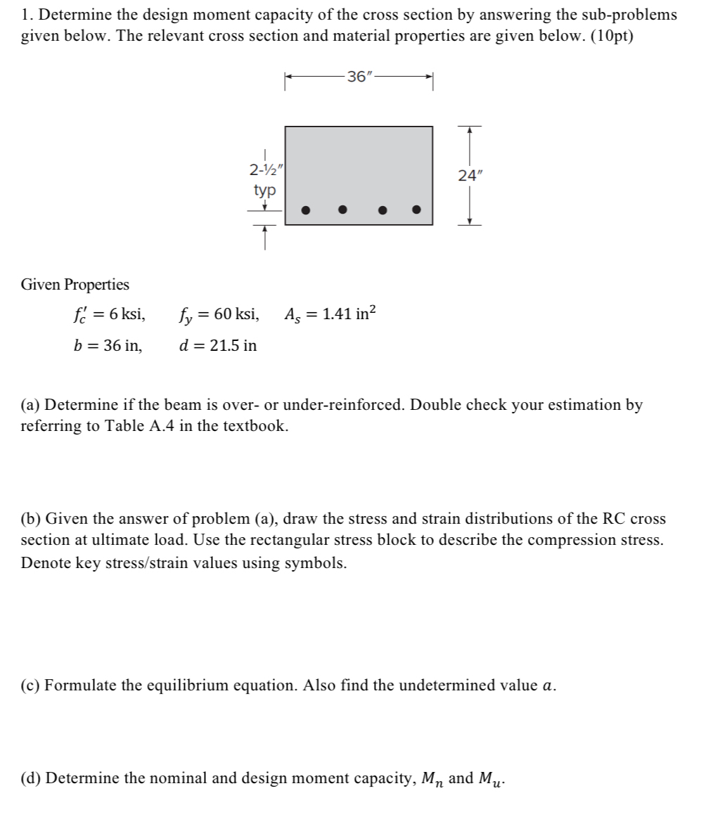 Determine the design moment capacity of the cross