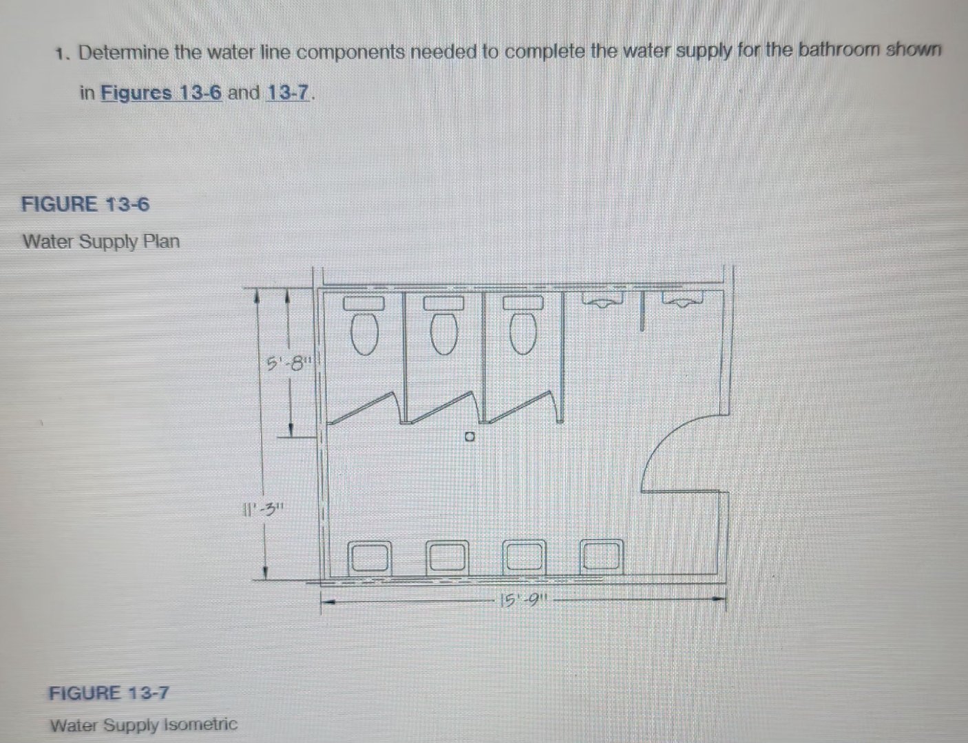 Determine the water line components needed to