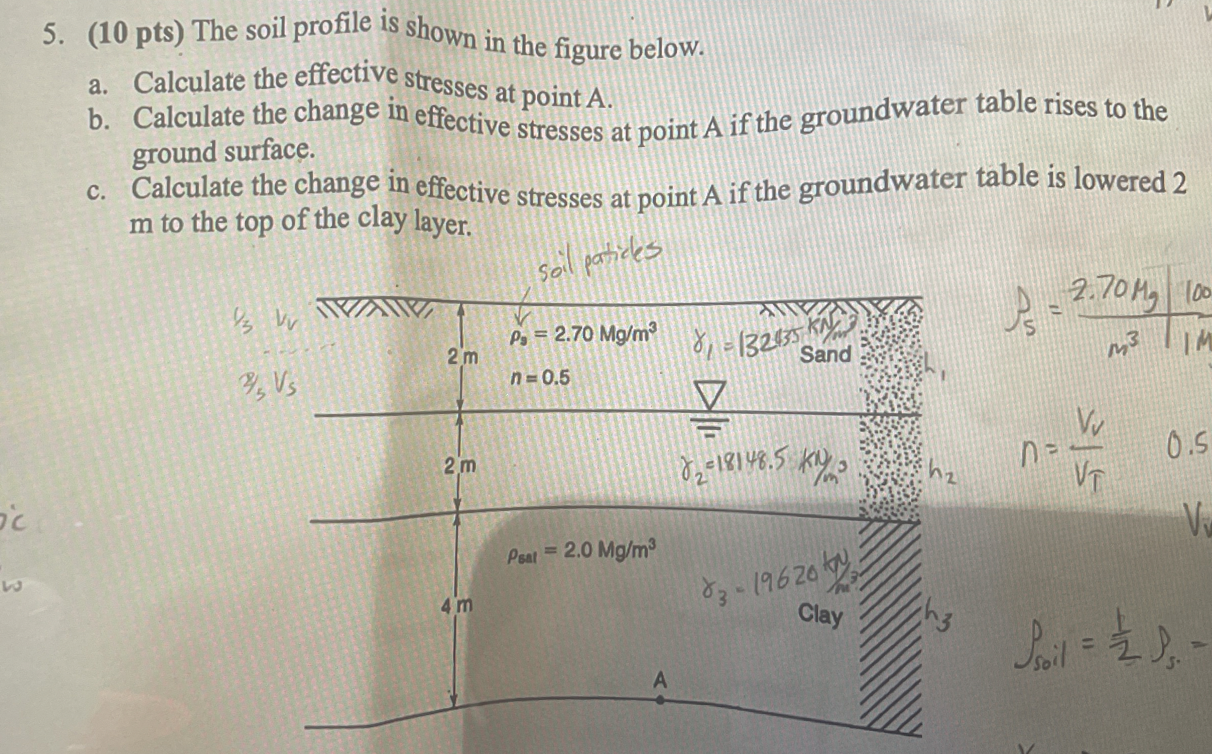 ( 1 0 p t s The soil profile is shown in the