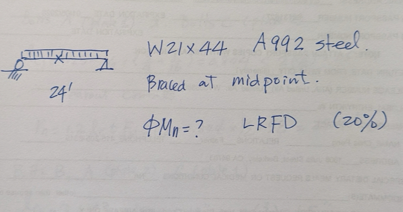 Braced at midpoint. M n = , L R F D ( 2 0 % )