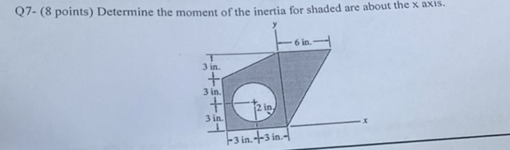 Q 7 - ( 8 points ) Determine the moment of the