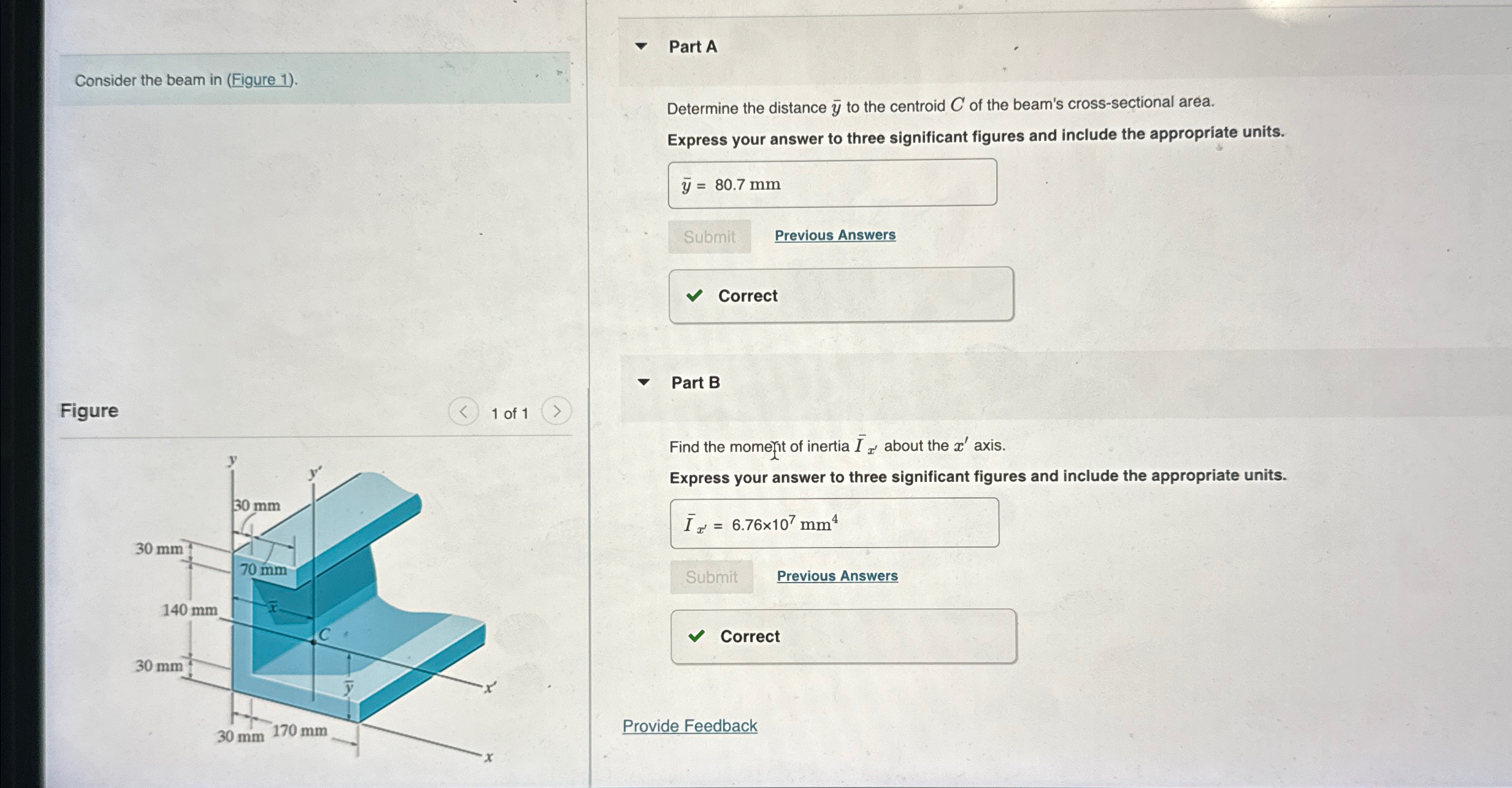 Consider the beam in ( Figure 1 ) . Part A