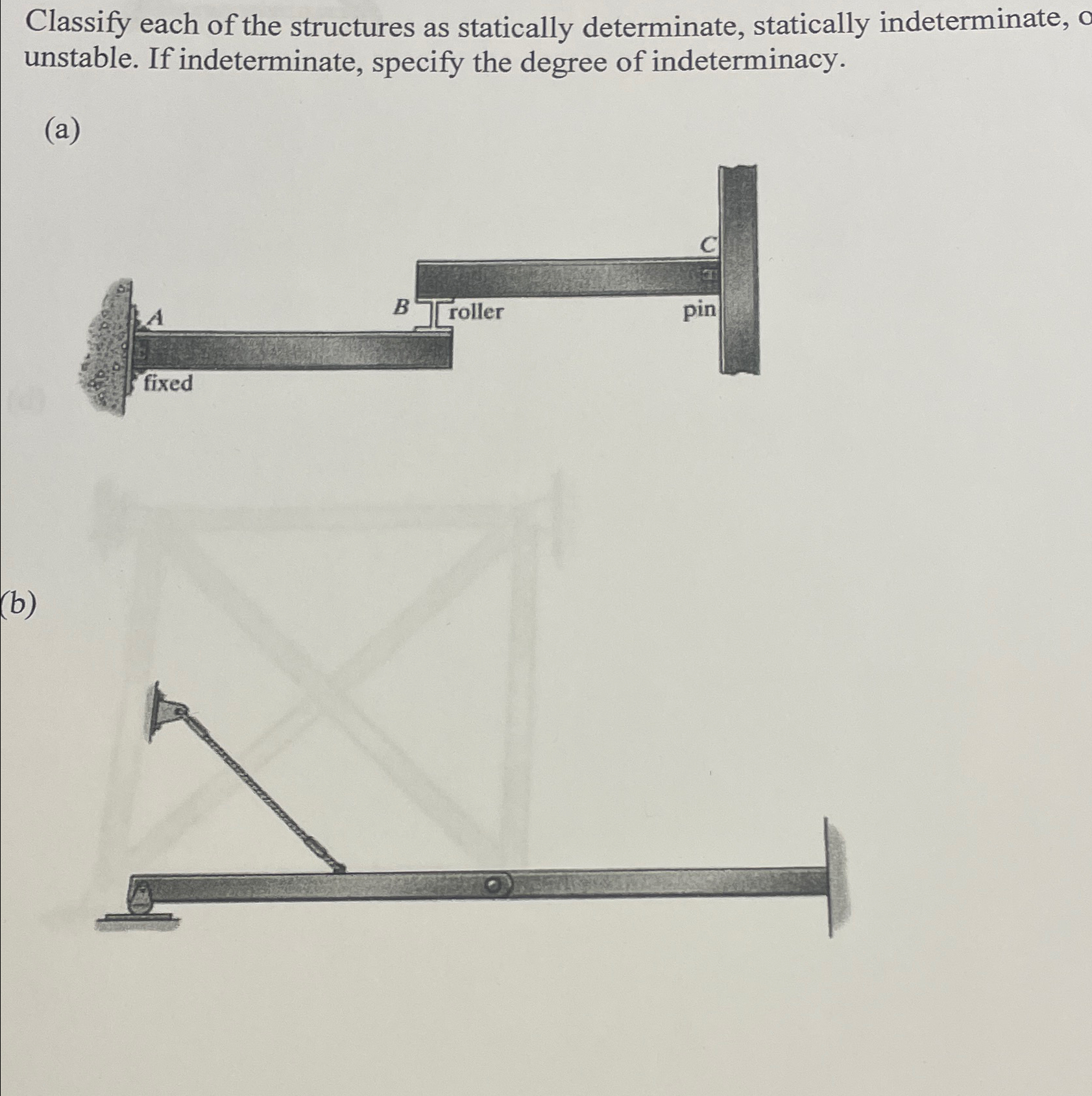 Classify each of the structures as statically