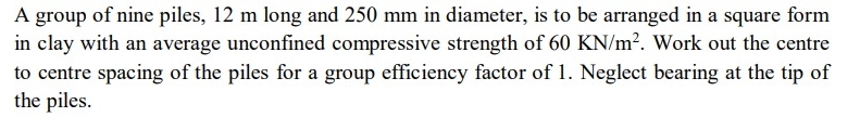 A group of nine piles, 1 2 m long and 2 5 0 m m