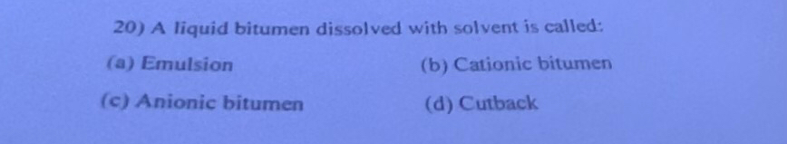 A liquid bitumen dissolved with solvent is