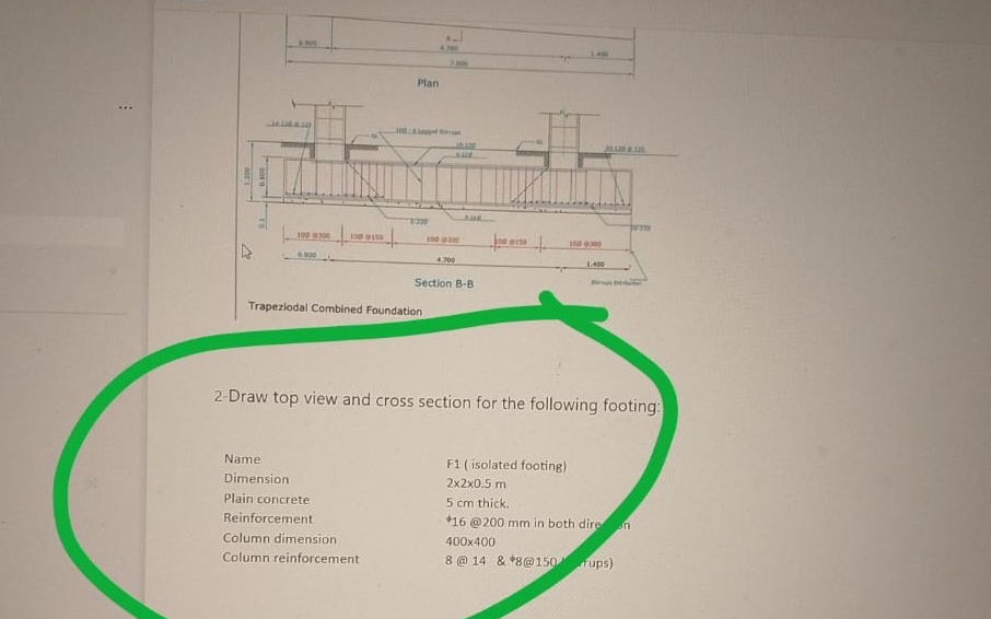 2 - Draw top view and cross section for the