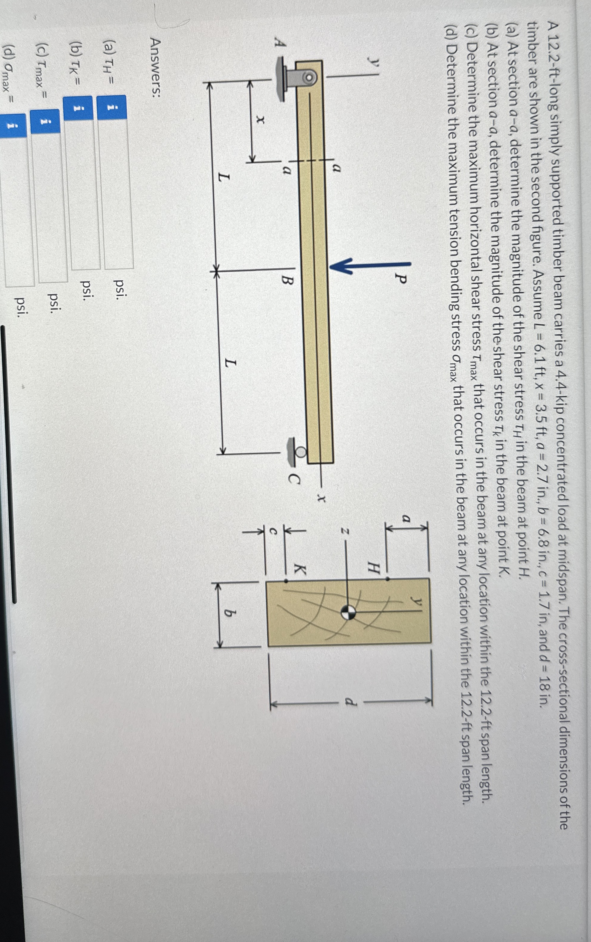 A 1 2 . 2 - ft - long simply supported timber