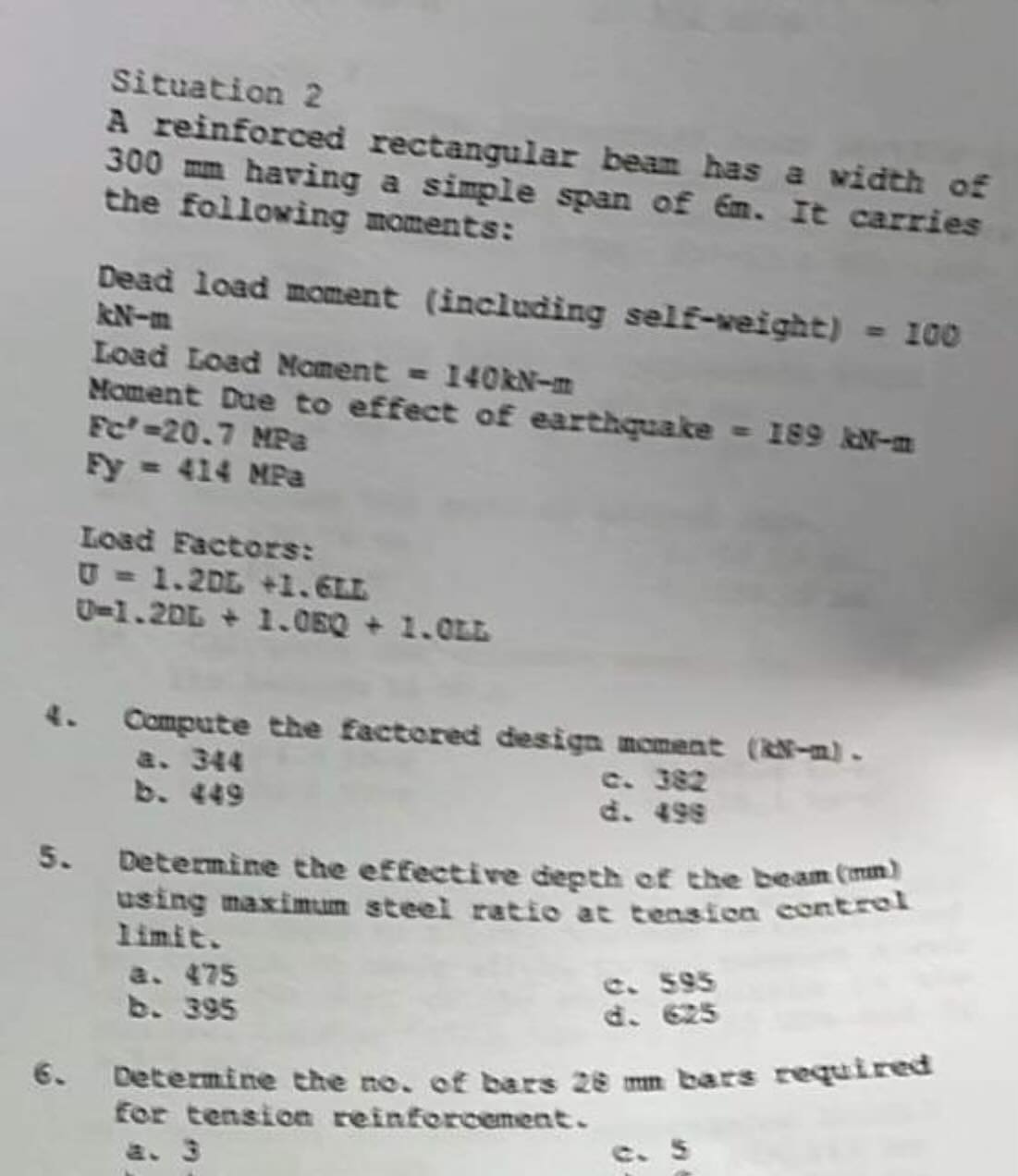 Situation 2 A reinforced rectangular bear has a