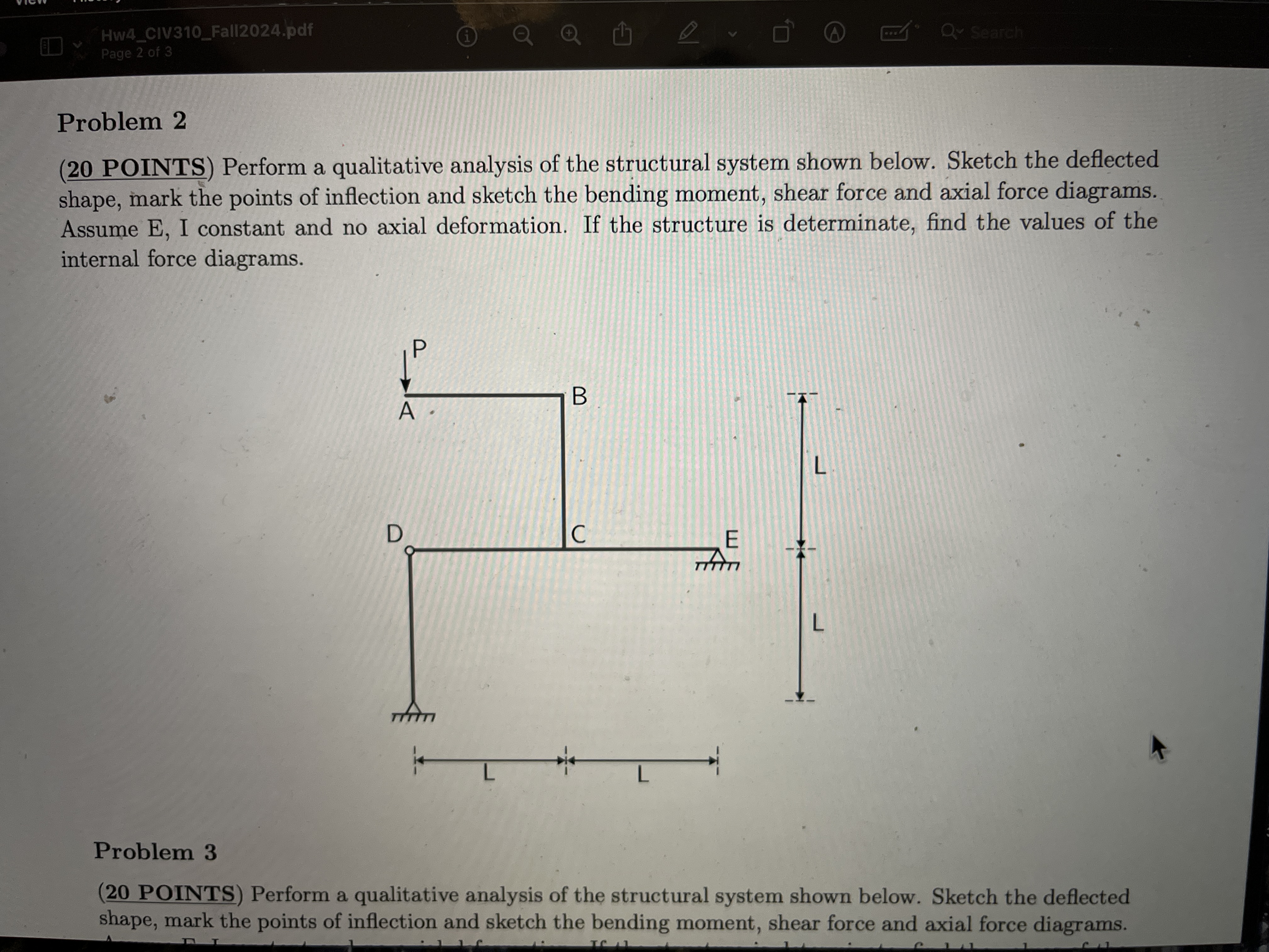 Problem 2 ( 2 0 POINTS ) Perform a qualitative