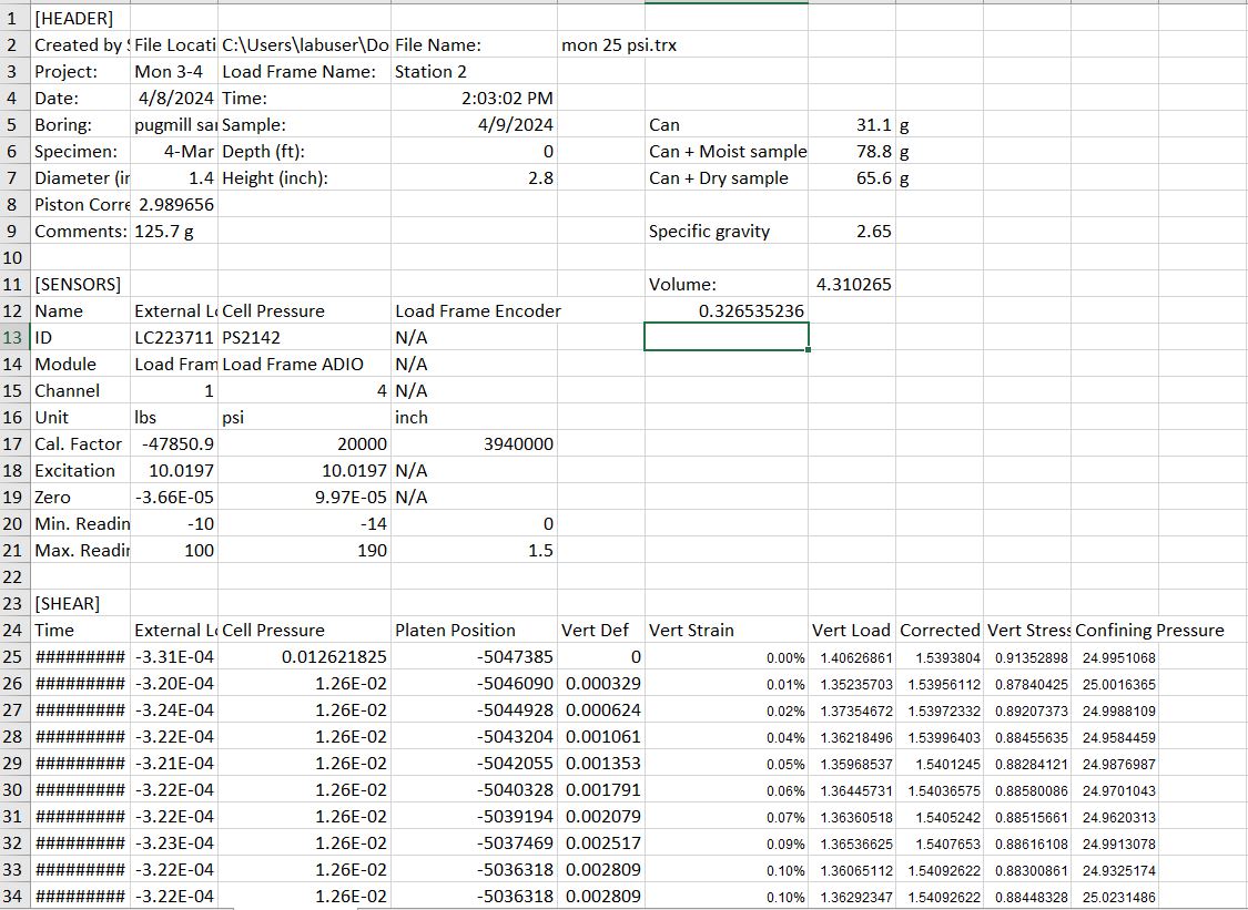 Please use the given excel data to determine the