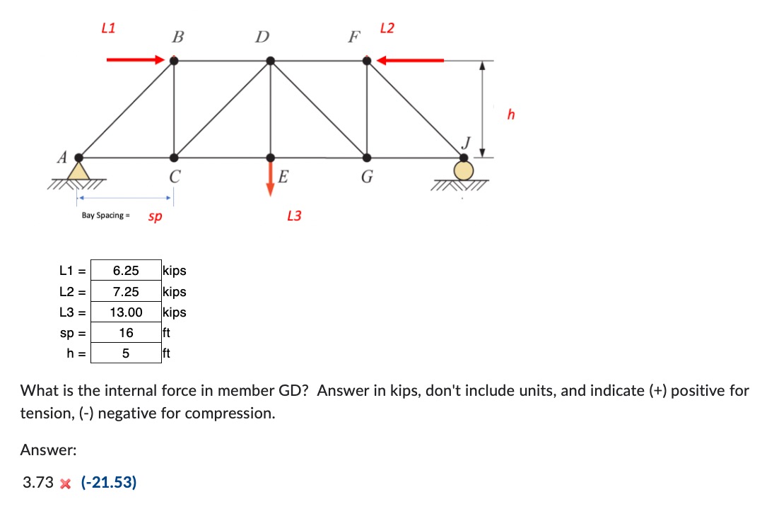 L 1 = 6 . 2 5 kips L 2 = 7 . 2 5 kips L 3 = 1 3 .