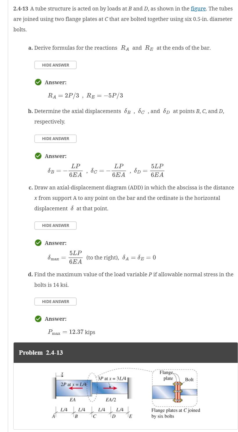 2 . 4 - 1 3 A tube structure is acted on by loads