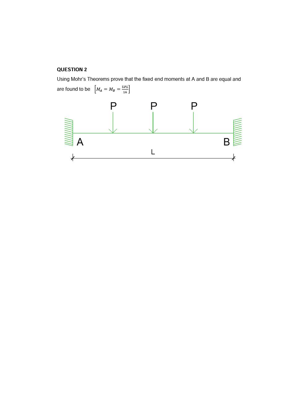 QUESTION 2 Using Mohr's Theorems prove that the