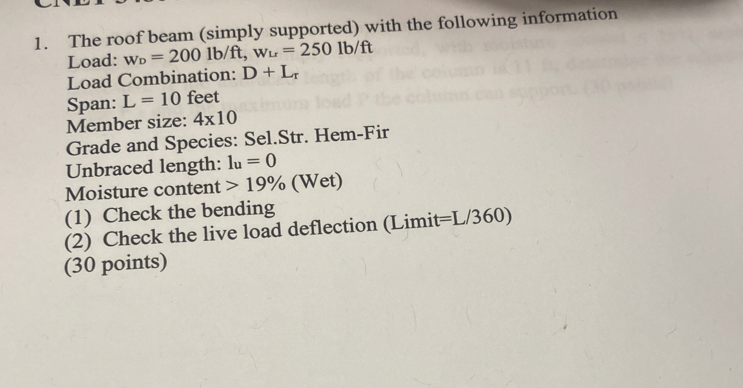 The roof beam ( simply supported ) with the