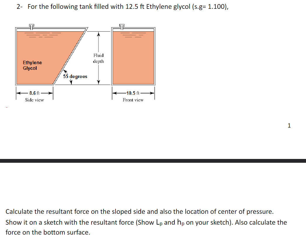 2 - For the following tank filled with 1 2 . 5 f