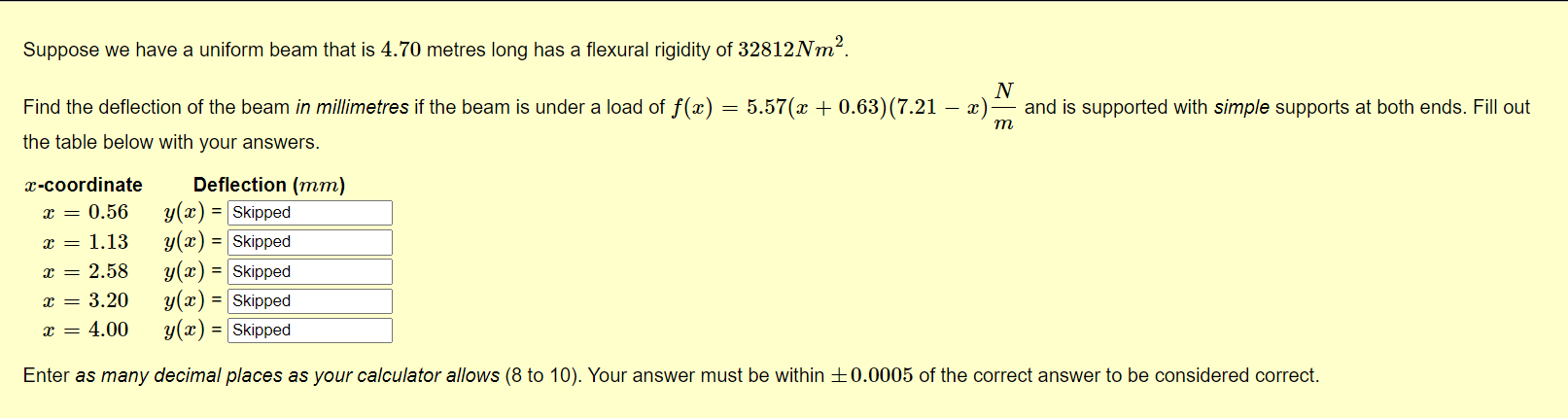 Suppose we have a uniform beam that is 4 . 7 0