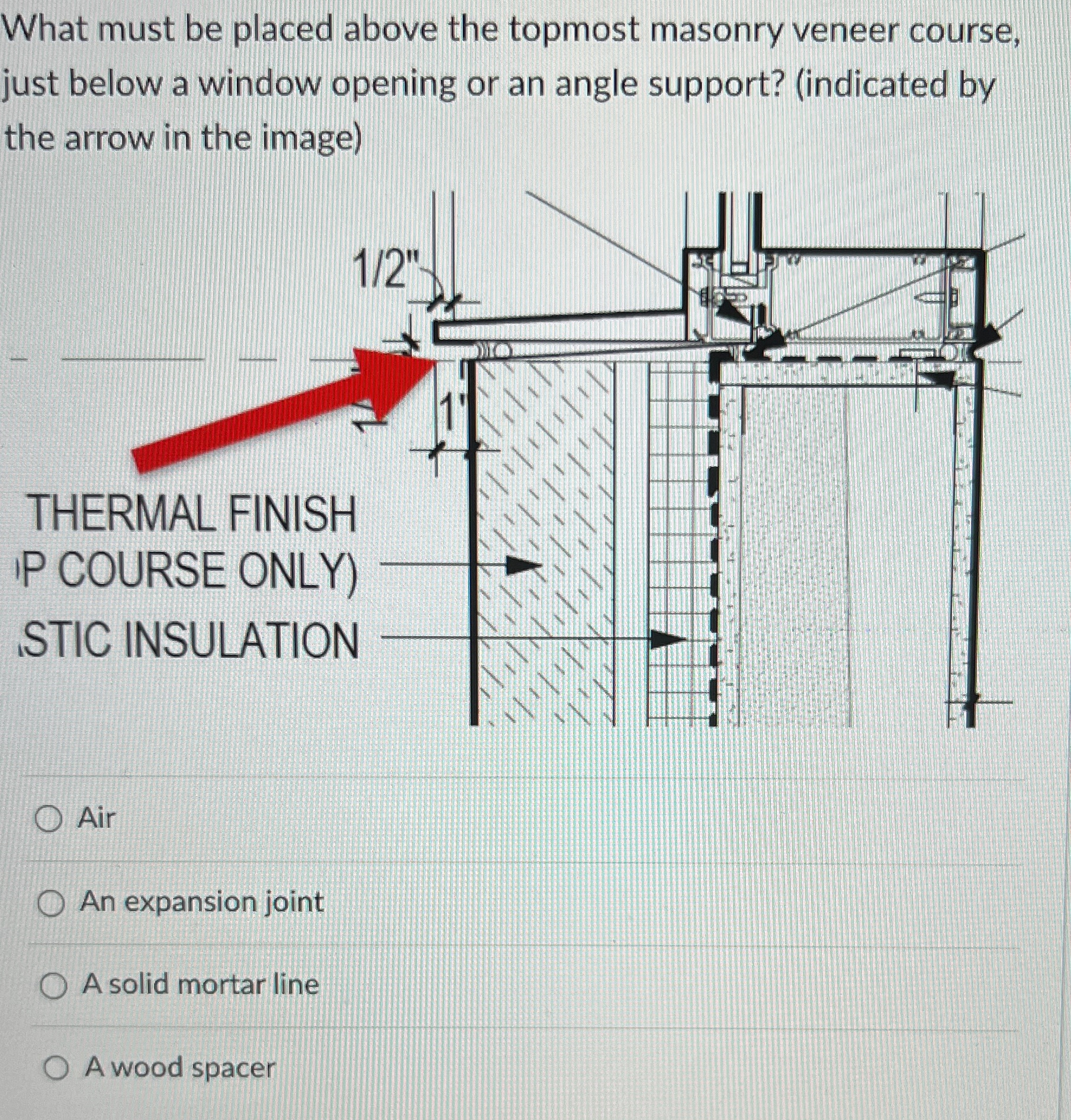 What must be placed above the topmost masonry