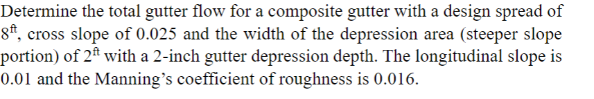 Determine the total gutter flow for a composite