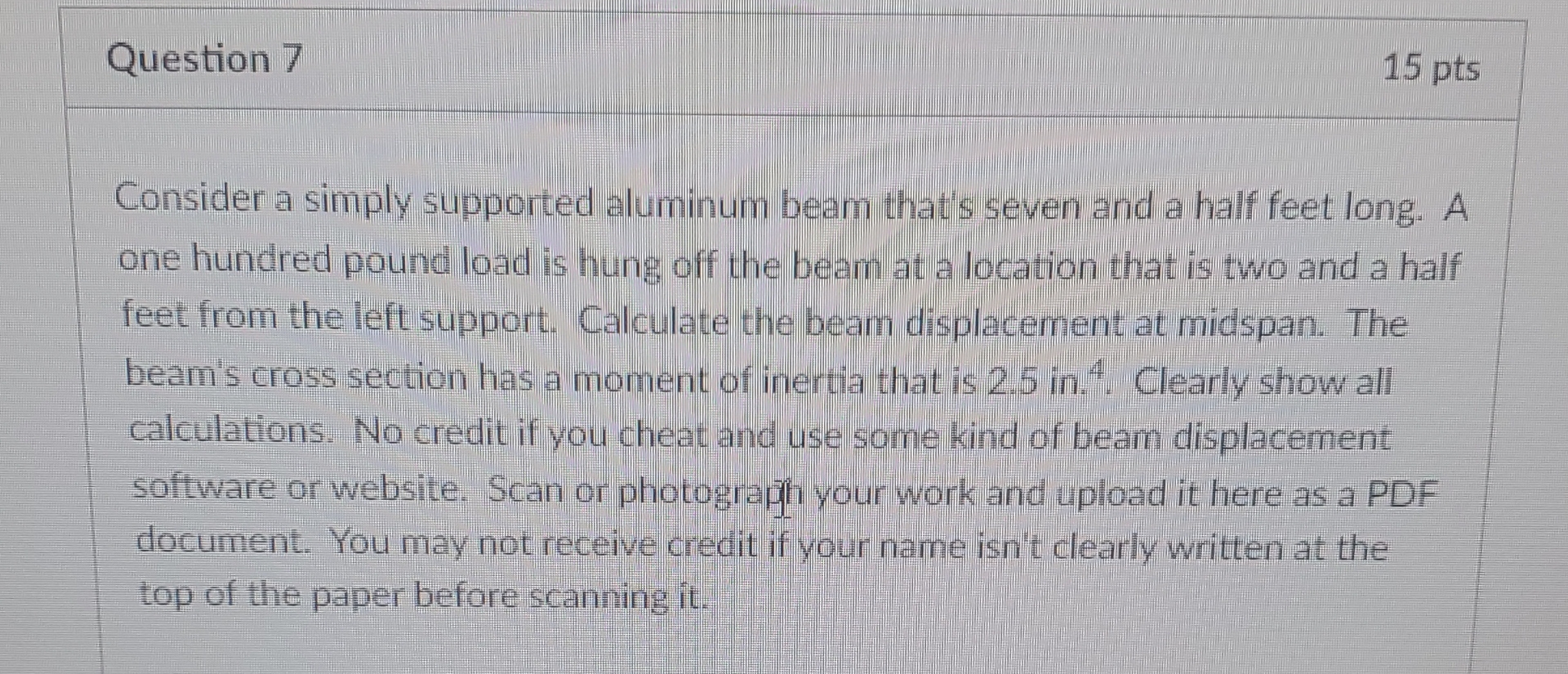 Question 7 1 5 p t s Consider a simply supported