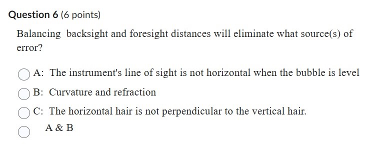 Balancing backsight and foresight distances will