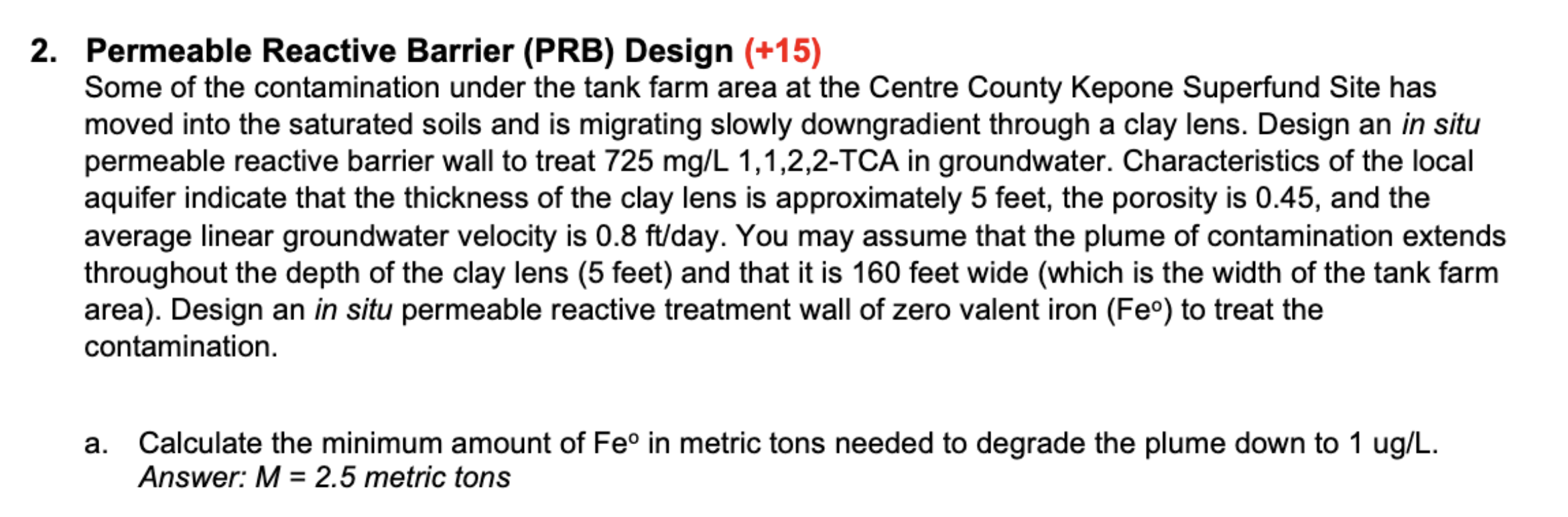 Permeable Reactive Barrier ( PRB ) Design ( + 1 5