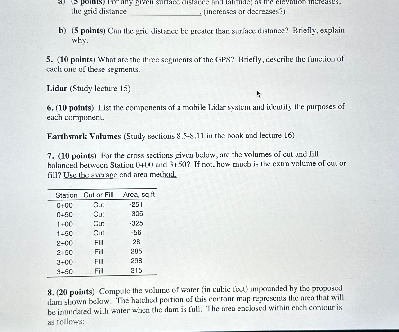 a ) ( o points ) For any given surface distance