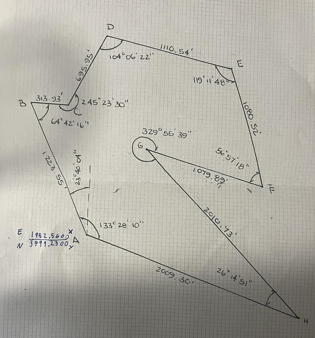 Balance the following closed traverse