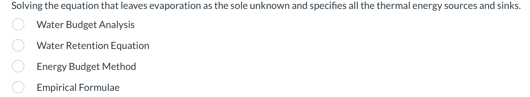 Solving the equation that leaves evaporation as