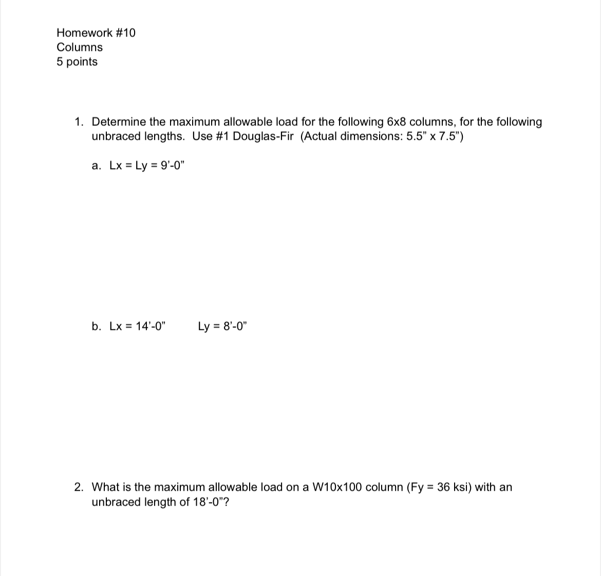 Determine the maximum allowable load for the