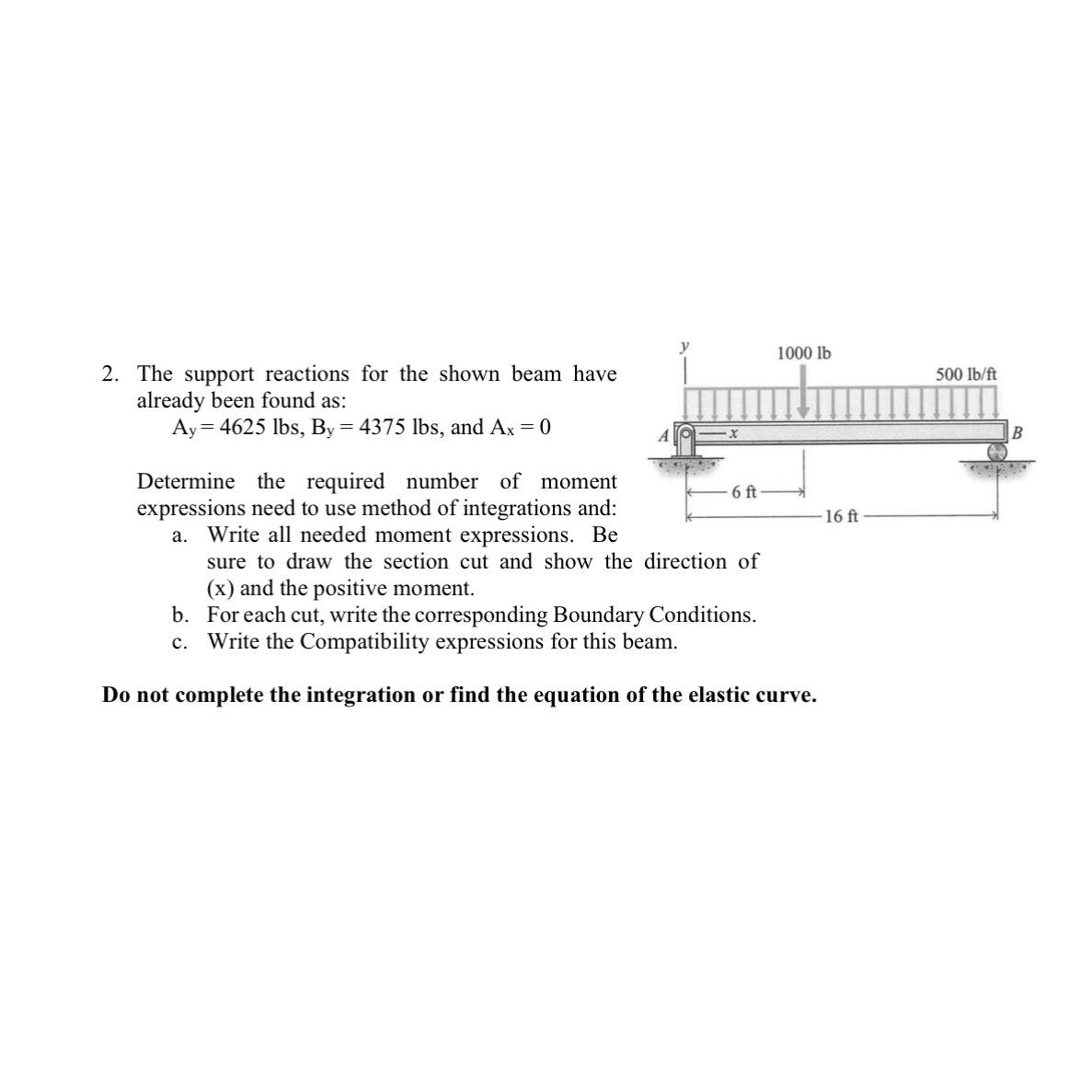 The support reactions for the shown beam have