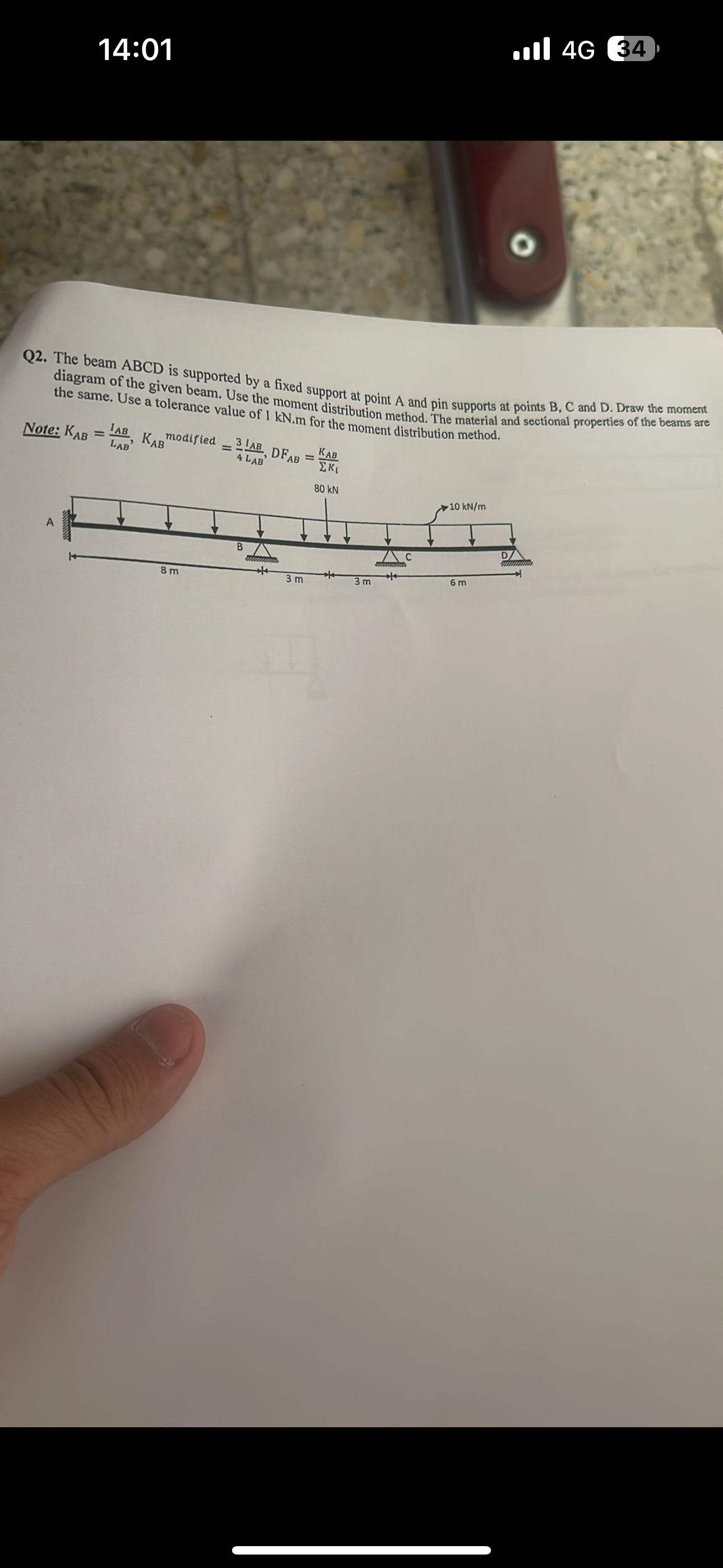1 4 : 0 1 all 4 G 3 4 Q 2 . The beam ABCD is