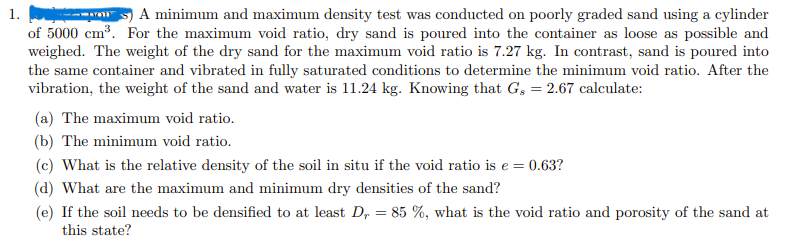 ( 4 ) A minimum and maximum density test was