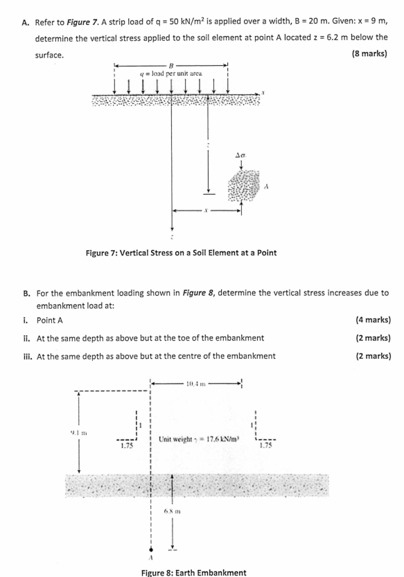 A . Refer to Figure 7 . A strip load of q = 5 0 k