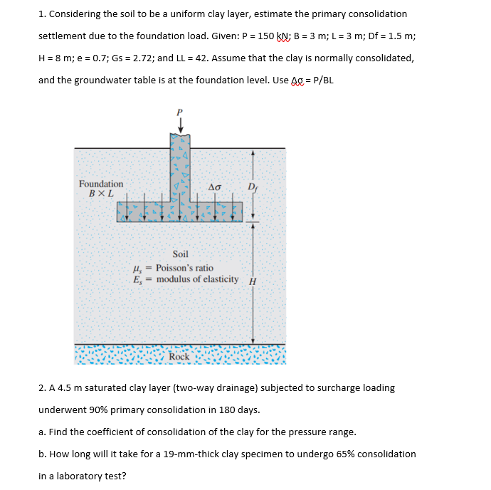 Considering the soil to be a uniform clay layer,