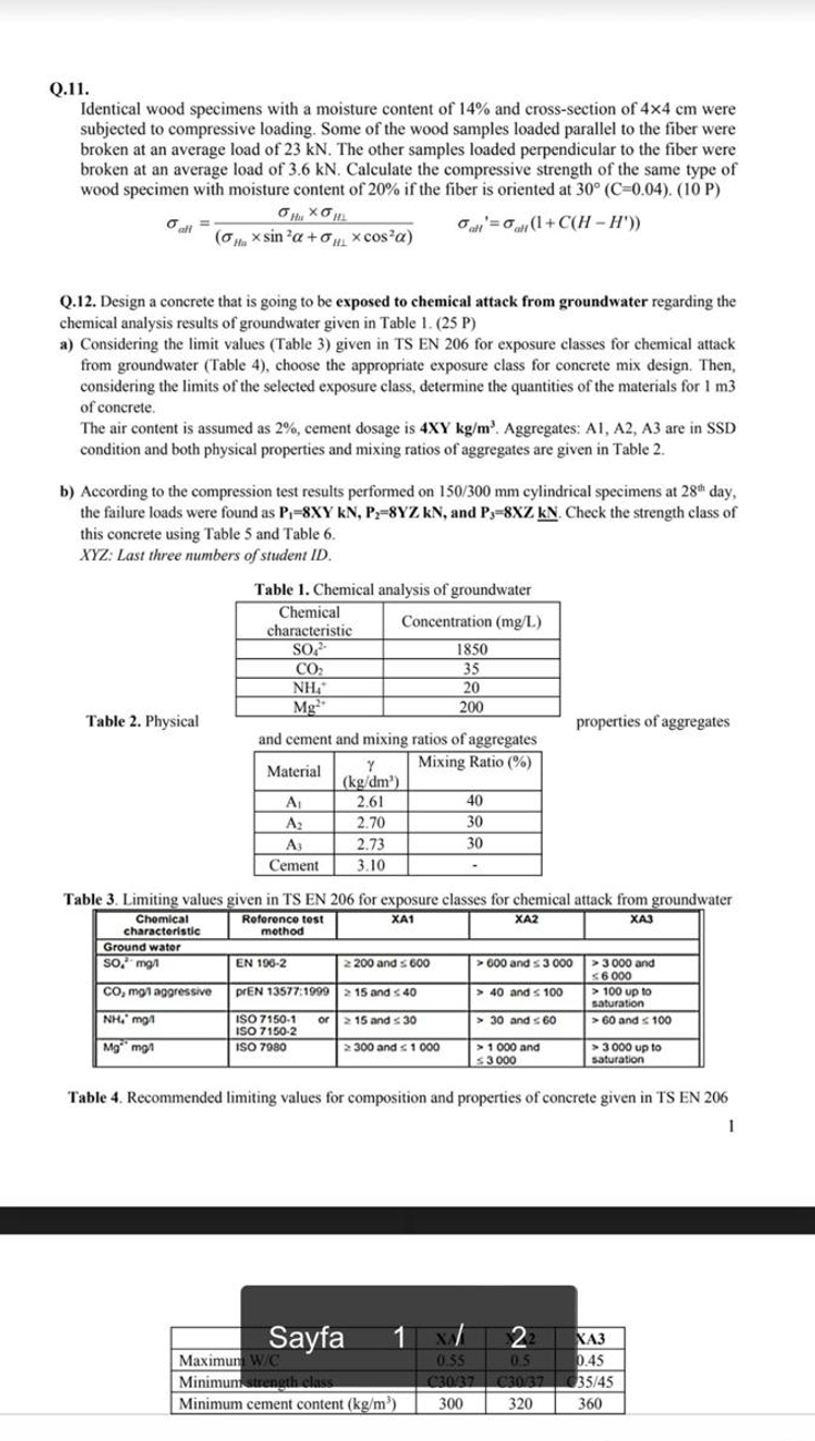 Q . 1 1 . Identical wood specimens with a