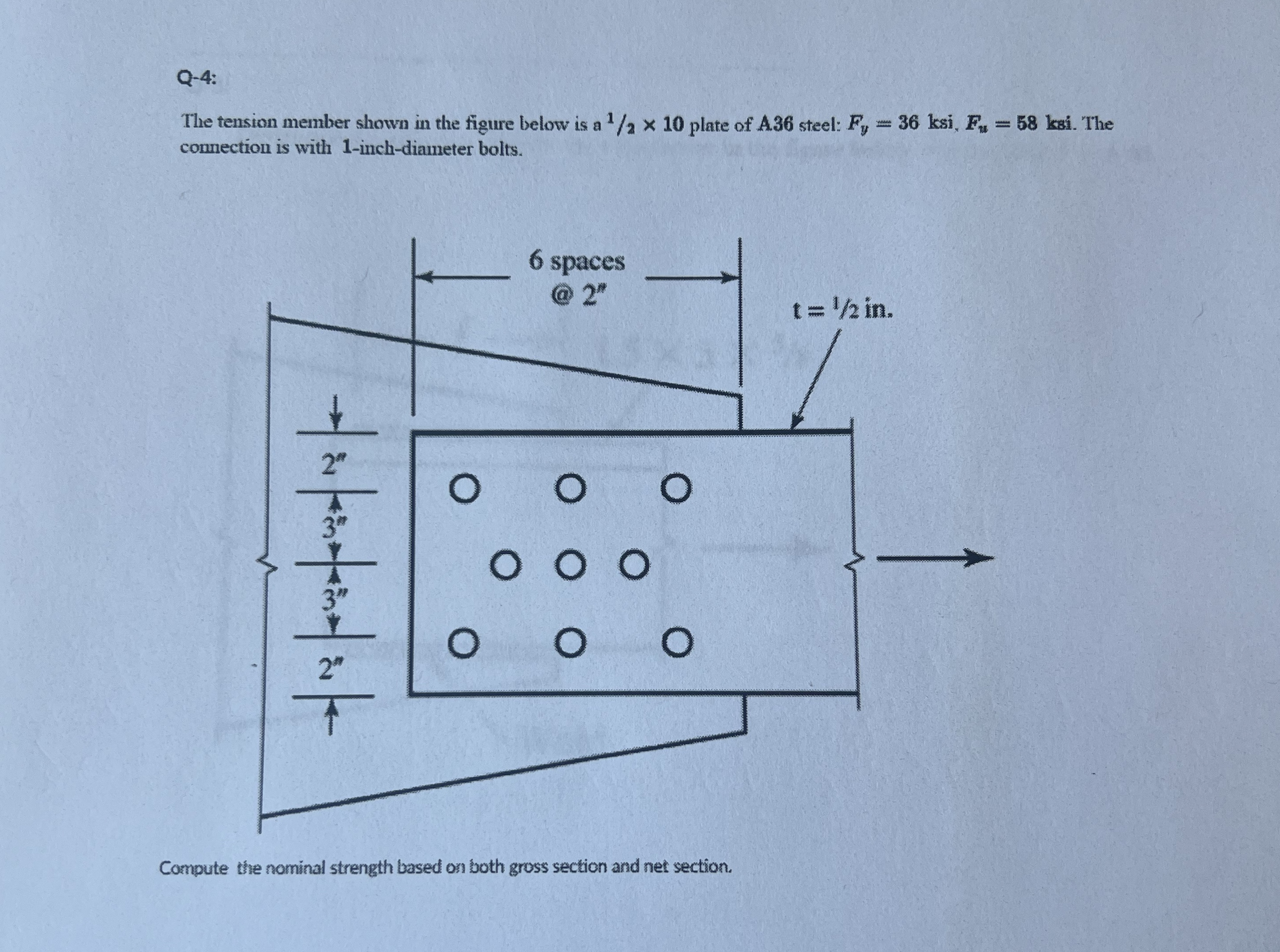 Q - 4 : The tension member shown in the figure