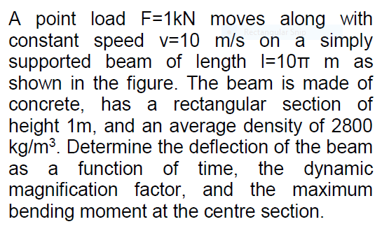 A point load F=1kN moves along with constant