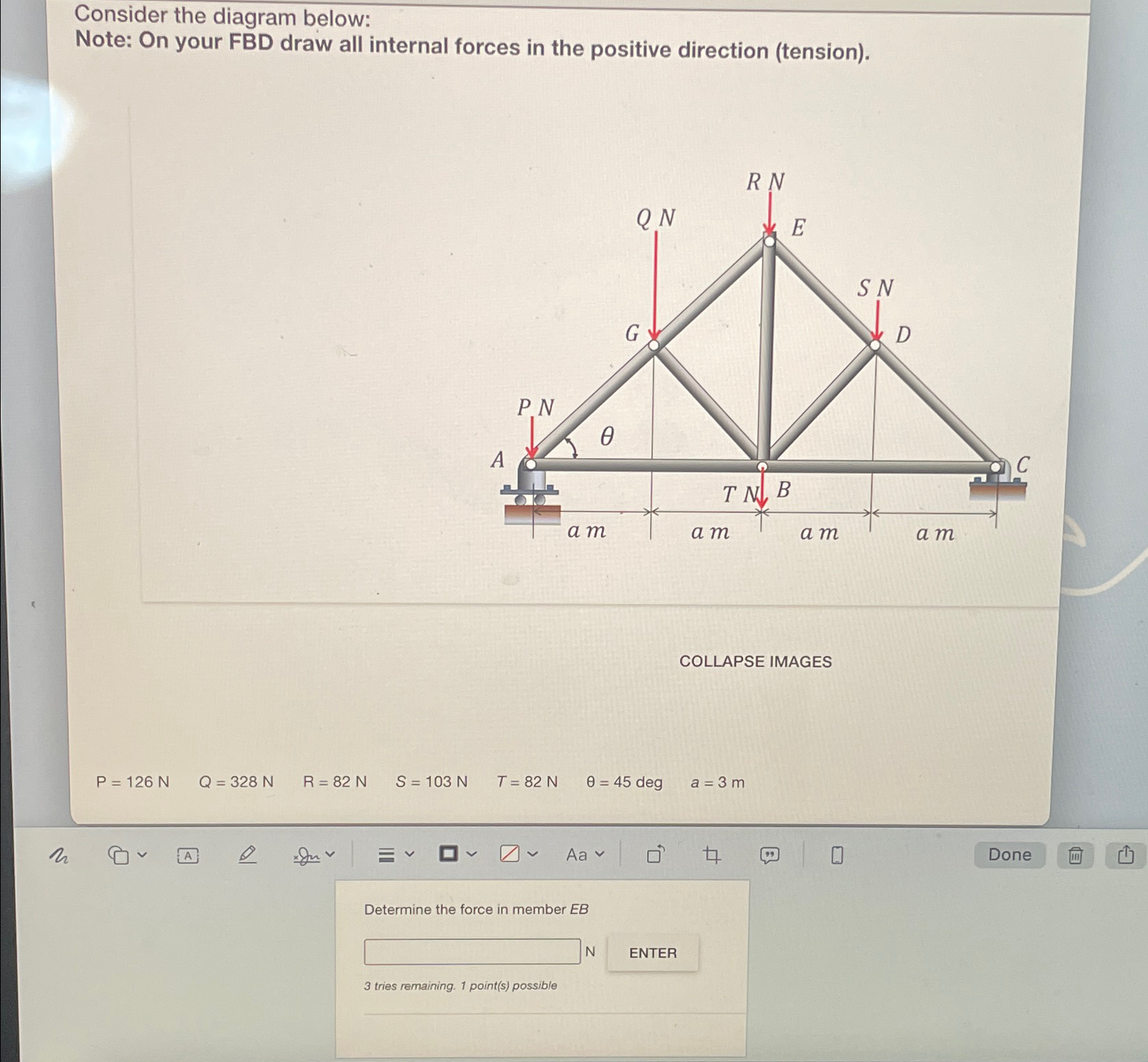 Consider the diagram below: Note: On your FBD