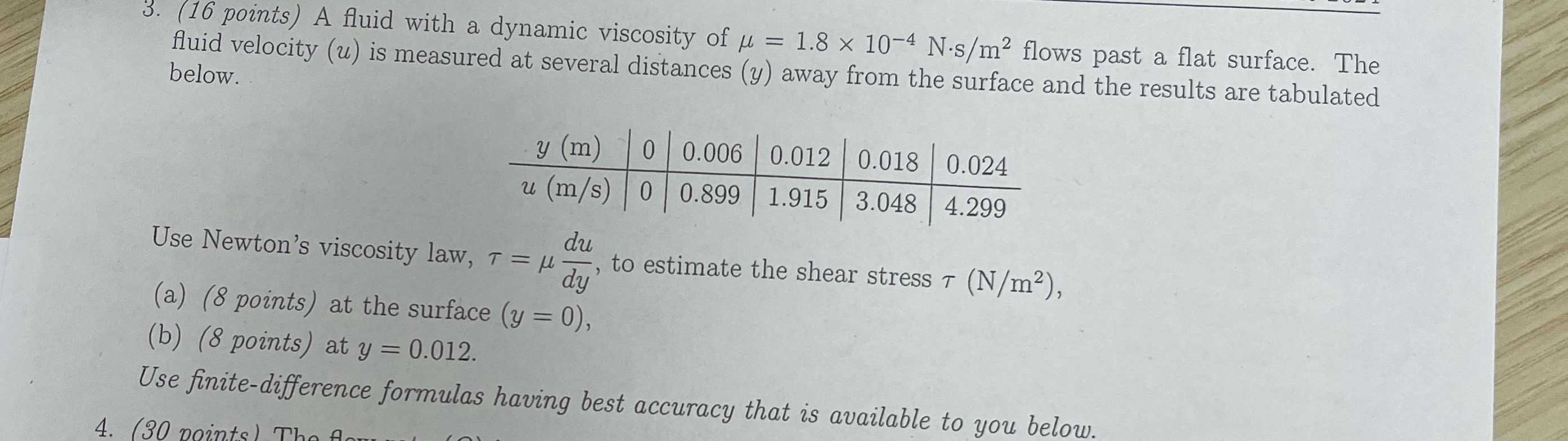 ( 1 6 points ) A fluid with a dynamic viscosity