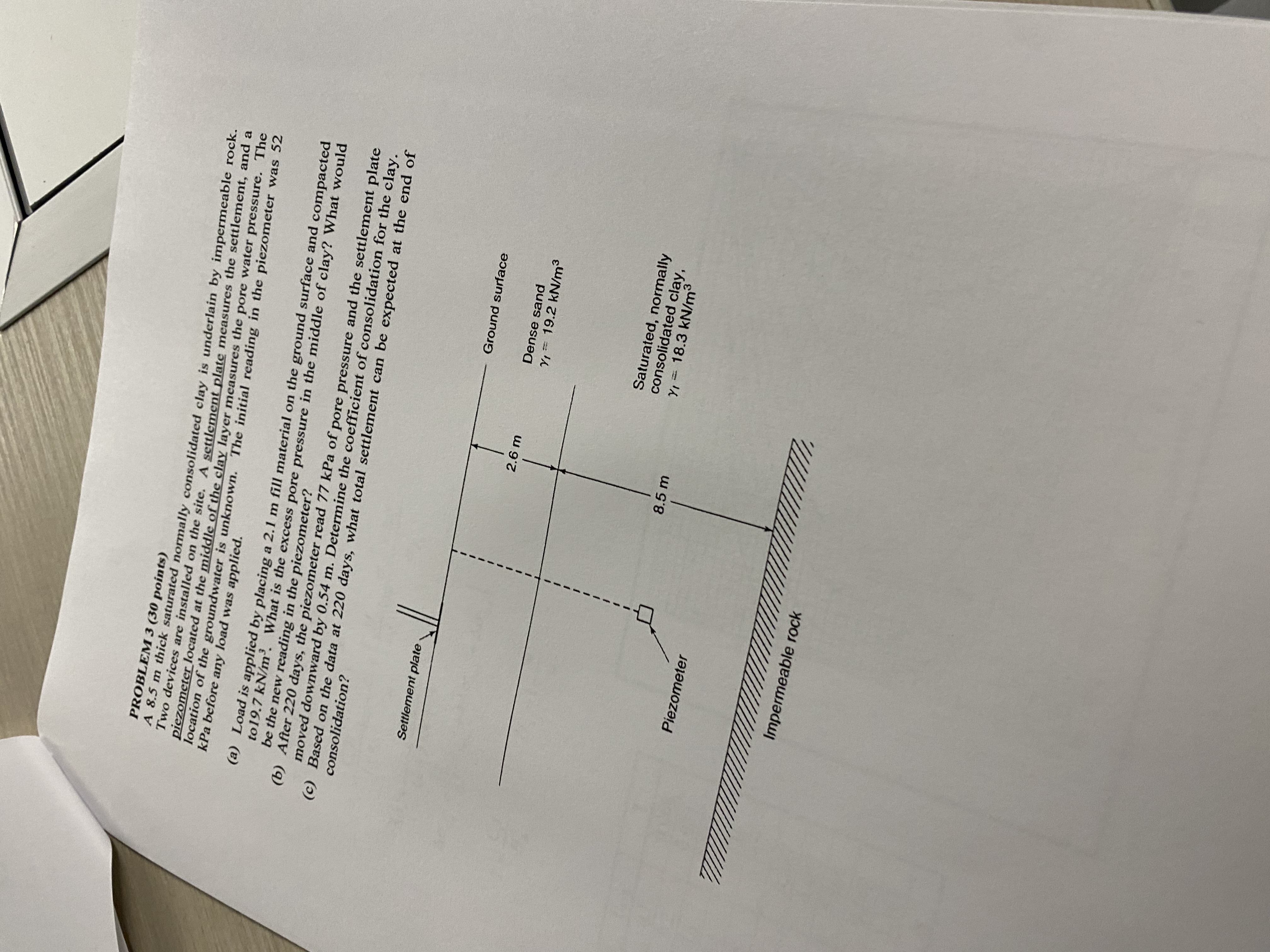 PROBLEM 3 ( 3 0 points ) A 8 . 5 m thick