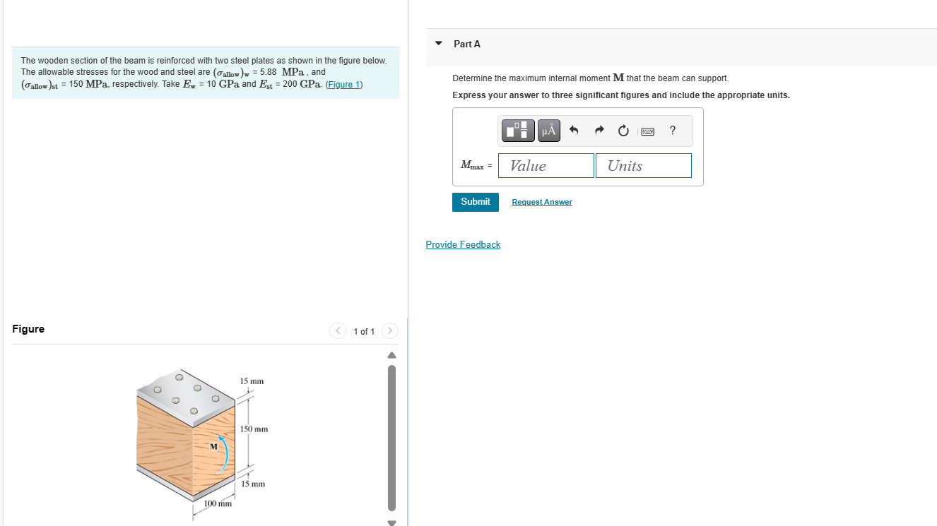 The wooden section of the beam is reinforced with