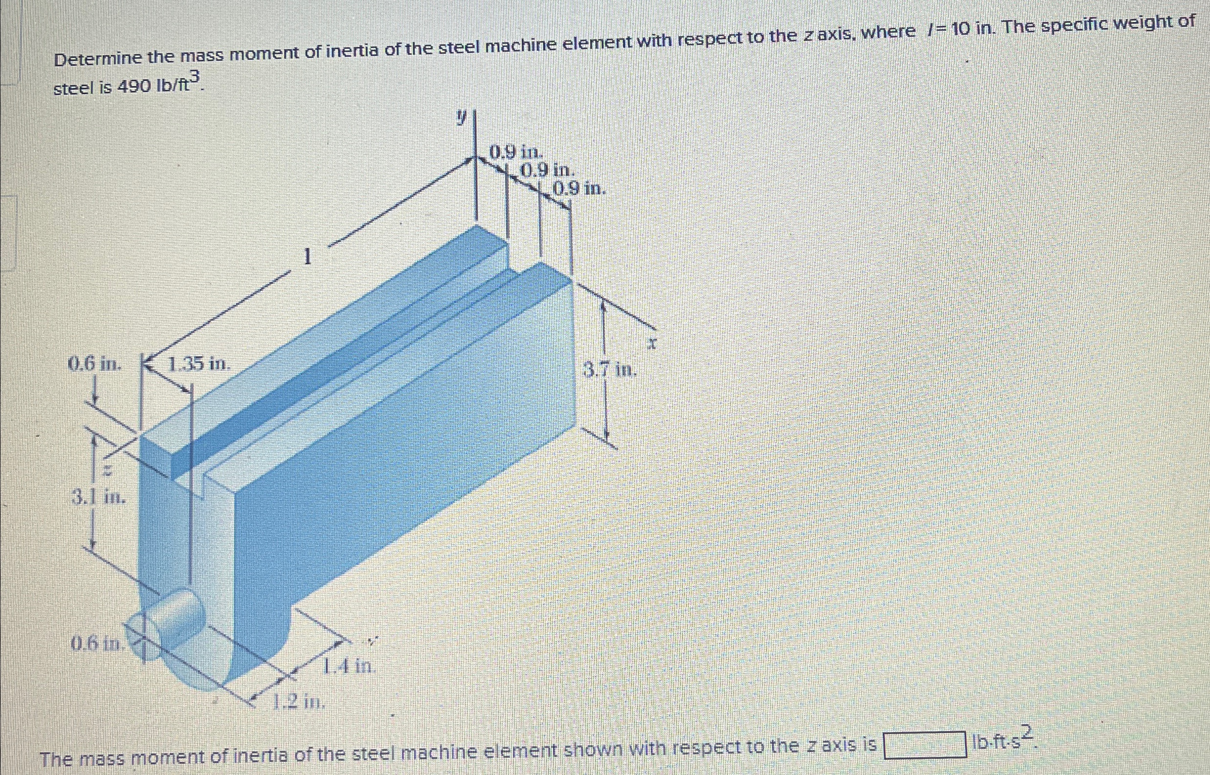 Determine the mass moment of inertia of the steel