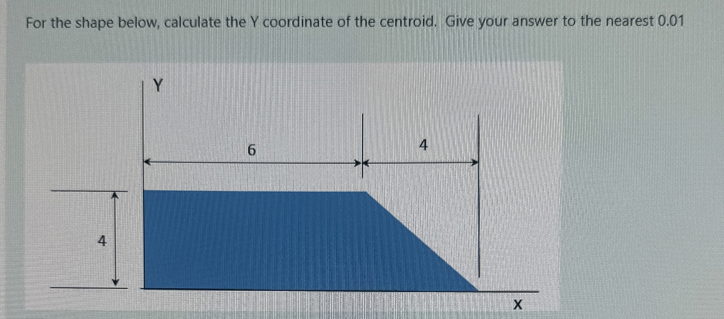 For the shape below, calculate the Y coordinate