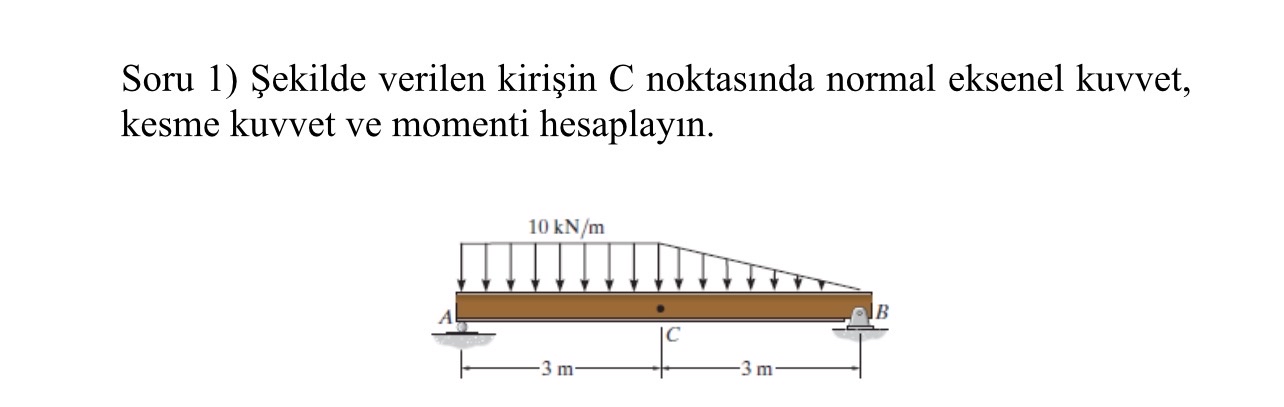 Question 1 ) Calculate the normal axial force,
